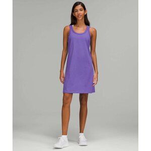 LULULEMON Classic Fit Cotton Blend Scoop Dress Purple Jersey Knit, Size 4